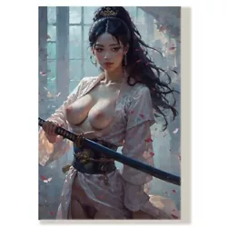 Buy Canvas Mounted |Tin Option Nude Paint Art Japanese Samurai Katana Asian 38185 • 10.99£