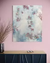 Buy Cherry Blossom Flowers Original Textured Painting Light Blue Pink Artist Studio • 397.84£