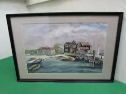 Buy Vintage Watercolour Painting Depicting Coastal Port Scene • 44.95£