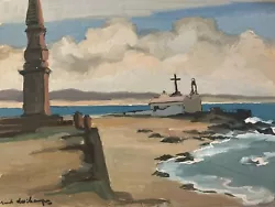 Buy Beautiful Painting Raoul Deschamps Gouache Paper Vila Condé 1950 Portugal Art • 303.42£