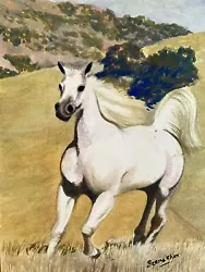 Buy White Horse Watercolour & Guauch  Painting • 21.75£