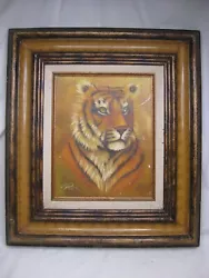 Buy Vintage Framed & Signed REX Tiger Painting 8  X 10  Canvas Artwork Jungle Cat • 43.53£