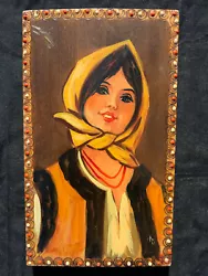 Buy Wood Paint Romanian Girl Folk Painting Wood Romanian Girl 20x12 Cm • 59.95£