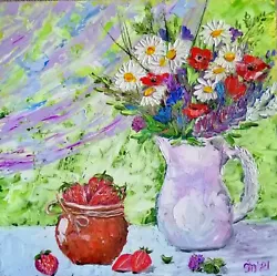 Buy Original Modern Oil Painting Summer Bouquet 12  By 12  Hand Painted Art • 121.55£