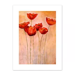 Buy Flower Red Poppies Painting  Print Canvas Premium Wall Decor Poster • 13.99£
