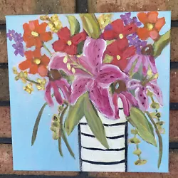 Buy Original  Flower Acrylic Painting On Canvas 10 X 10 Wildflowers • 16.73£