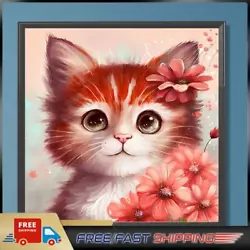Buy Paint By Numbers Kit On Canvas DIY Oil Art Flower Red Cat Wall Decor 40x40cm • 7.55£