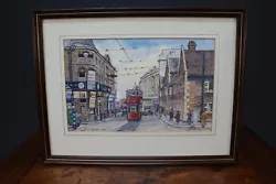 Buy London Tram Painting Original Watercolour Stan Hider North End Croydon 1950 • 145£