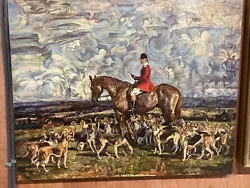 Buy Oil Painting On Canvas Sir Alfred Munnings 64cm X 52cm Foxhounds Horse • 220£