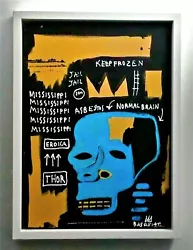 Buy BASQUIAT -- A 1980s SIGNED ORIGINAL ACRYLIC EXPRESSIONIST PAINTING ON WOOD BOARD • 7,439.71£