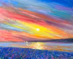 Buy Nino Pippa Orig Oil Painting Iris Field Sunset On The Seine Van Gogh Interest NR • 0.98£