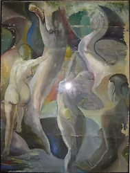 Buy Antique American E.e. Cummings Oil Erotic Nude Painting Three Women Tree Of Life • 27,821.49£