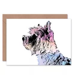 Buy Painting Dog Scottish Terrier Scottie Cool Colours Blank Greeting Card • 4.42£