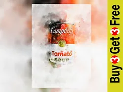Buy Andy Warhol Inspire Campbell Tomato Soup Watercolour Painting Print A4 / 12 X8  • 9.99£