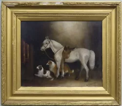 Buy William Howard Hardy 19th Century Oil On Canvas Painting Of Horse In A Stable  • 500£
