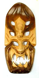 Buy Philippine Wooden Mask Wall Decor Fangs Vintage 10 1/2  Wood Hand Carved • 73.48£