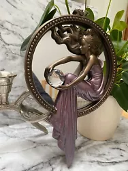 Buy Art Deco Lady Women Holding Crystal Bronze Wall Mirror New & Boxed 28cm • 32.95£