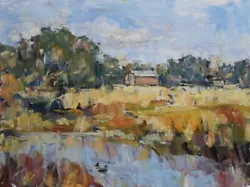 Buy Art Oil Painting Original RM Mortensen Landscape Farm  2 Ducks  Pond Lake • 66.91£