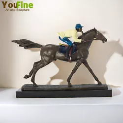 Buy Jockey Ridding Horse Bronze Statue Racing Equine Sculpture For Art Decor Gifts • 475£