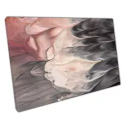 Buy Abstract Wavy Flowing Paint Pink Grey Contemporary Swirling Modern Print Canvas • 22.78£
