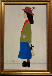 Buy Original Painting After L.s. Lowry  Lady Carrying A Puppy In A Bag  • 18£