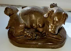 Buy  (Rare Find) P J Mene Signed Original Bronze Sow &piglets And A Mouse 1810 1879. • 48£