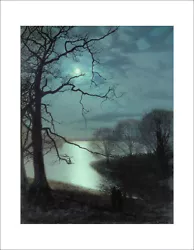 Buy Grimshaw Watching A Moonlit Lake Fine Art Print Poster Wall Art WITH BORDER • 17£