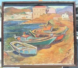 Buy Giorgos Velissaridis Greek Artist Listed “boats” Oil On Hardboard 1957  • 4,213.10£