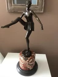 Buy Vintage Style D.ALONZO Hot Painted Bronze Art Deco Dancer Figure Nude Sculpture • 225£