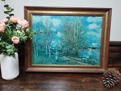 Buy Big Vintage Oil Painting Small Meadow In Spring Alfred Sisley Framed Art Picture • 25£