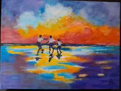 Buy Seascape Acrylic Painting  Fun At The Seaside  • 14.50£