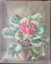Buy Oil Painting Signed Eckel, 1943 Still Life Pot Flower Red Blooming Priemel • 238.83£
