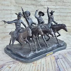Buy FREDERIC REMINGTON Coming Through The Rye BRONZE Sculpture Large 4 Horse Decor • 947.92£