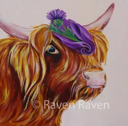 Buy Artist Studio Clearance Original Oil Painting Coo, Highland Cow, Cattle 40x40cm • 150£