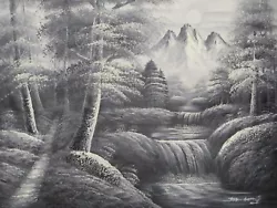 Buy Mountains Landscape Large Oil Painting Forest Trees Woods Woodland Black White • 18.95£