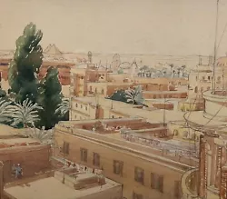 Buy Vintage Architectural Cityscape Watercolour Cairo Egypt • 185£
