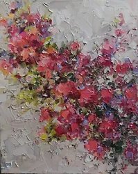 Buy Pink Flowers Oil Painting Vivek Mandalia Impressionism 24x30  Original Large • 150£