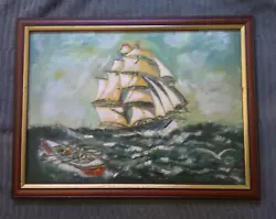Buy Vintage Oil Painting, Sailing Ship, Boat, Seascape, Stormy Sea, Impressionist • 70£