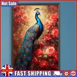 Buy Paint By Numbers Kit On Canvas DIY Oil Art Red Flower Peacock Home Decor 40x60cm • 9.79£