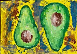 Buy Avocado Painting ImpastoArtwork Food Wall Art Original Hand Oil Kitchen Painting • 40.87£