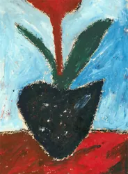Buy Ben Carrivick - Contemporary Oil, Flower On A Red Table • 127£