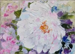 Buy Original Oil Painting Peony Flowers Art Floral Hand Painted Home Decor 7x5 In • 44.10£
