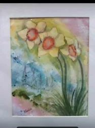 Buy Daffodils 9x12 Original Watercolor Painting, 11x14 Matte W/backerboard,  • 25.46£