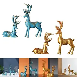 Buy Christmas Reindeer Figurines Set Of 2 Resin Deer Statues Elk Sculpture Deer • 16.24£