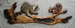 Buy RACCOON & FOX SQUIRREL Chainsaw Cabin Decor Wall Art Wood Carving Hand Carved • 162.27£