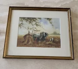 Buy Vintage Framed Working Farm Horses Rural Landscape Watercolour C Jarvis • 40.99£