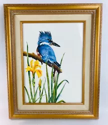 Buy Original Sharon Stanley Water Color Blue Jay Daffodils Wood Framed Picture • 212.60£