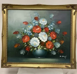 Buy B Tracy Floral Oil Red And White Still Life Canvas Gold Framed  27 X 24 Inch • 20.33£
