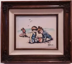 Buy Vintage Vichy Engraved Framed Art Matted Ornate Frame Beach Children Signed • 50.60£