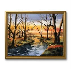 Buy Bob Ross Style Forest Watercolor Mountains Painting Large Art Tree Painting • 433.12£